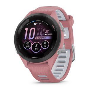 Garmin Forerunner 265S Smartwatch Black Bezel with Light Pink Case - NEW
